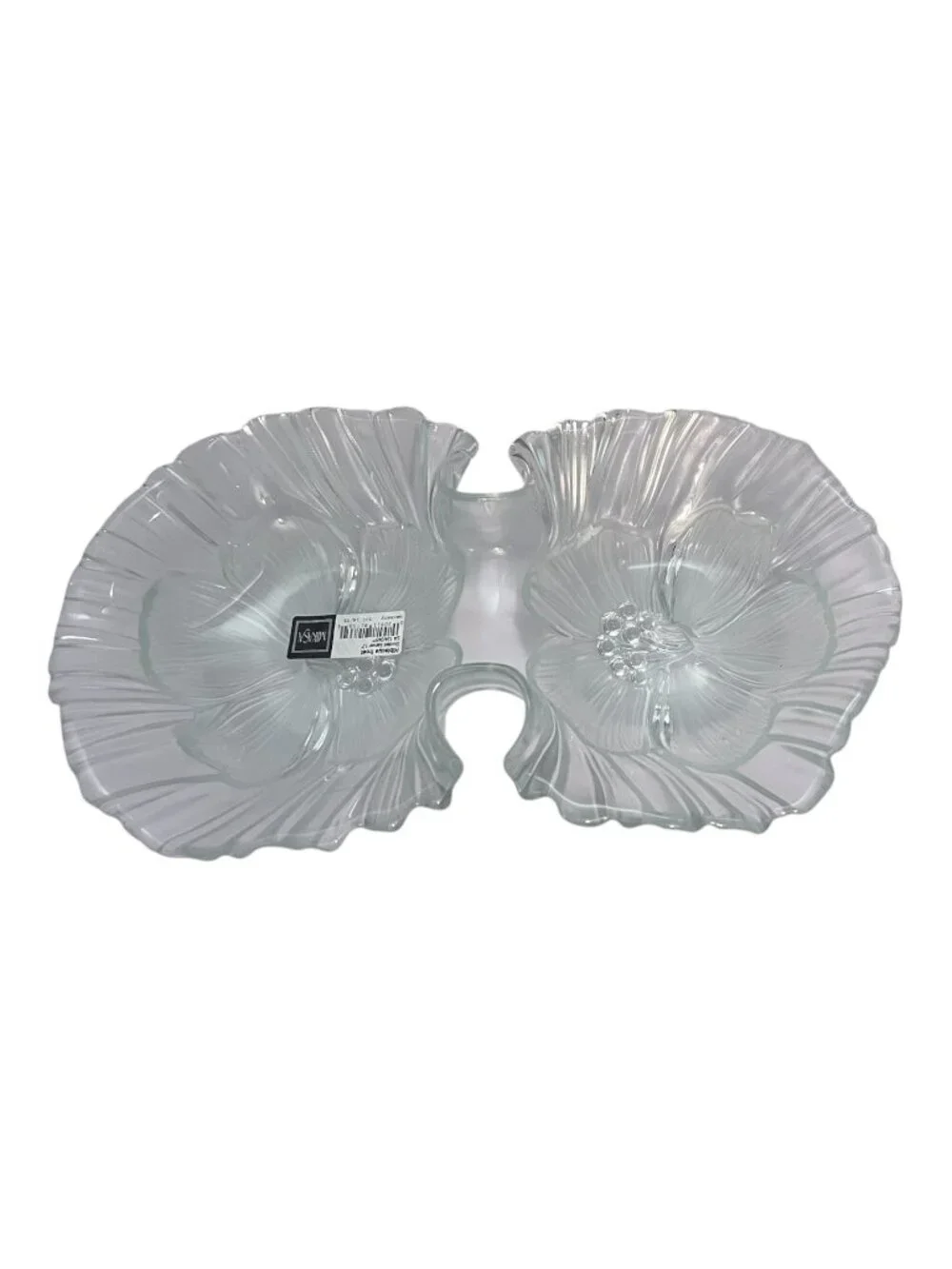 Mikasa Hibiscus Frost Divided Serving Tray Platter 13 Inch Frosted Glass Germany